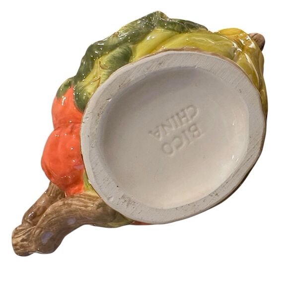 Vintage 1980s Bico Autumn Harvest Gourd Gravy Boat - Pumpkin & Leaf Fall Theme - Picture 8 of 8